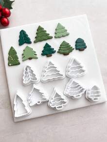 Christmas Tree Clay Cutters, Cute Acrylic Polymer Clay Cutting Mold, Cut-Out DIY Earring Making Supplies, Christmas - White - View 5