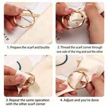 1/3/5pcs Multi-Function Alloy Buckle Set, Versatile, Adjustable Length, Knotting, Suitable For Scarves, Belts, Belt Buckles And T-Shirts, Casual Style, Autumn Decoration - Multi-color - View 3