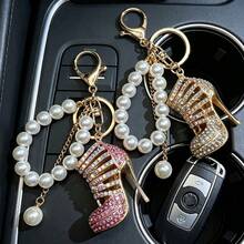 1pc Metal High Heel Shoe Keychain - Car Key Hanger, Women's Bag Accessory, Holiday Gift - Old Gold - View 10
