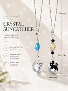 1/2pcs Cat & Fish Transparent Crystal Prism Ball Rainbow Maker Window Hanging Decor/Light Catcher, Perfect For Indoor And Outdoor Decoration - Crystal Pendant - View 8