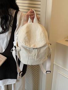Nylon Fabric Backpack New Fashion Korean Style Double Shoulder Bag Large Capacity School Bag For Students - White - View 5