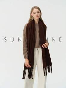 1pc Women's Solid Color Polyester Soft Skin-Friendly Warm Scarf For Daily Use - Rust - View 5
