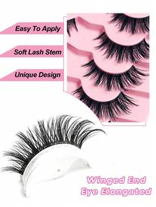 Asiteo 7 Pairs Natural Messy Cat Eye False Eyelashes, Transparent Lash Band, Create Cat Eye Makeup Look, Fox Eye, Long And Slender, Lightweight Soft Natural, Strip False Eyelashes, Halloween - Black - View 2