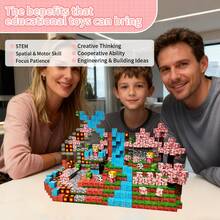 100PCS Cherry Blossom Magnetic Building Blocks, Cube Building Construction Toy, DIY Creative Stacking Set, STEM Learning Toy For Boys And Girls 3+, Holiday Gift - Multicolor - View 7