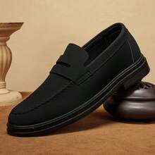 Classic Designer Solid Color Soft Leather Penny Loafers Gentleman Business Casual Office Party Couple Date Romantic Evening Shoes (Random Insole Not Fixed) - Black - View 4