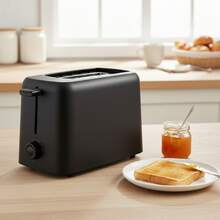 Baroni Home 2-Schlitz-Toaster mit 6 Bräunungsstufen, automatischer Auswurf, herausnehmbare Krümelschublade, kompakter Toaster für Brot und Toast, 25x15x15 cm - EU E-Typ Stecker (220-240V) - Übersicht 6