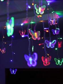 1pc Butterfly Curtain Lights, 3.5m 96 LEDs, 8-Mode Multicolor Flashing Curtain Lights, RGB Suitable For Christmas, Valentine's Day, Wedding, Party, Bedroom, Garden - Controllable Romantic Window Decor Lights USB Curtain Fairy Lights, Christmas Bedroom Bay Window Holiday Atmosphere Lights, Wedding Party Homestay Christmas Tree Decoration Lights, Multicolor Butterfly LED Icicle Curtain Lights, Dreamy Realistic Butterfly Pendant Colorful Lights - M18-butterfly Curtain Lights - View 6