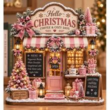 Printed Wooden Christmas Bookstore Desktop Decoration, Realistic 3D Holiday Storefront Sign, Holiday Coffee Shop Scene Ornament, Rustic Christmas Home Decor, Bookshelf Fireplace Countertop Decoration, Holiday Gift For Friends And Family, No Lights Included - Christmas Bookstore - View 13