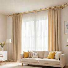 1 Set Double Rod Curtain Rod Kit, Metal Adjustable Splice Double Rod Curtain Rod Set, Suitable For Windows, Comes With Brackets, Perfect For Bathroom, Bedroom And Living Room Blackout Curtains (Gold) - American Style Double Rod - Gold - View 10