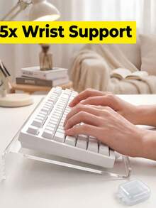 Acrylic Keyboard Stand 15 Degree Tilt Wrist Rest Design Transparent Minimalist Keyboard Desktop Extension Rack Stable Desktop Riser For Typists Employees Home Office Typing Work Adjustable Height Bracket, Back To School - Multicolor - View 12
