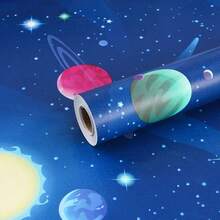 Self-Adhesive Vinyl Wallpaper Roll With Cartoon Anime Universe Sun And Planet Pattern - Suitable For Living Room, Bedroom, Kitchen, Dormitory And Furniture Renovation Wall Decor. - Blue - View 4