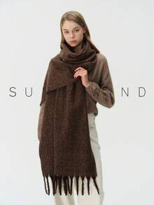 1pc Women's Solid Color Polyester Soft Skin-Friendly Warm Scarf For Daily Use - Camel - View 5