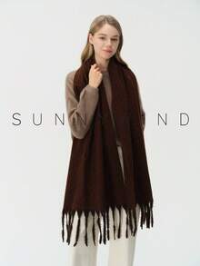 1pc Women's Solid Color Polyester Soft Skin-Friendly Warm Scarf For Daily Use - Rust - View 6