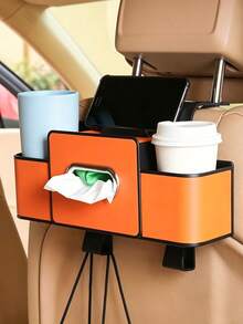1PC/5PCSCar Seat Back Organizer, Multifunctional Auto Backseat Storage Box With Cup Holders, Tissue Box & Phone Holder, Hanging Car Storage Bag For Drinks, Small Items, Universal Vehicle Back Seat Accessories For Road Trip - Multicolor - View 12