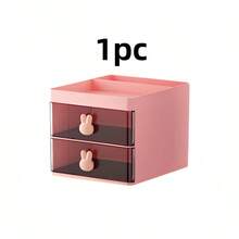 1pc Desktop Storage Box With Drawer, Vanity Makeup Organizer, Desktop Organizer, Suitable For Desktop Storage, School, Home, Office Supplies Organization - Multicolor - View 10
