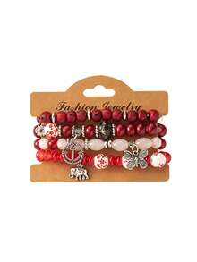 1 Set Women's Bohemian Beaded Bracelet Butterfly Anchor Elephant Alloy Pendant Multicolor Bracelets - Multicolor - View 15