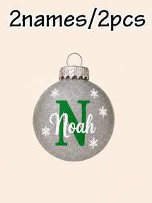 Custom Initial Christmas Ball Ornament, Personalized Holiday Tree Hanging Decor, Sparkly Red Green Bauble, Customized Name Family Keepsake Gift, Customizable Xmas Ornament For Home, Party & Gift Giving, Christmas Decorations, Merry Christmas, Family - Style D - View 8