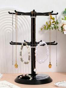 Rotating Jewelry Display Stand 2 Tier Keychain Holder Rack Multi-Functional Jewelry Holder Adjustable Countertop Organizer For Vanity Living Room Bathroom Bedside Shop Counter Display Jewellery Storage Home Decor Room Accessories School Supplies - Multicolor - View 12