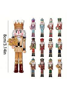 12pcs/24pcs Nutcracker Wooden Gift Tag, Christmas Table Place Card Decor, DIY Advent Calendar Ornament, Christmas Wall Collage Decoration, Nutcracker Bookmark Craft - Multicolor - View 7
