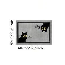 Cartoon Black Cat Thick Flannel Entryway Mat, Machine Washable, Suitable For Doorway, Bathroom, Laundry Room, Sink, Foot Mat, Dining Room, Bedroom, Indoor Floor Mat - Grey - View 6