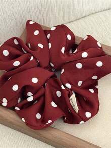 1pc Fashionable Contrast Color Vintage Blue Printed Scrunchie, Women's Premium Luxury Double Layer Ruched Hair Tie - Multicolor - View 8