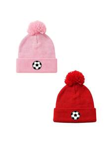 1/2pcs Unisex Print Soccer Knitted Beanie Hat,Soft Warm Winter Cap For Outdoor Activities,Daily Wear,Cold Weather - Multicolor - View 16