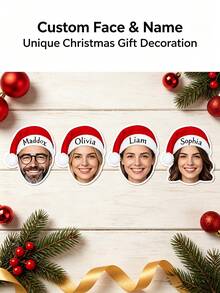 Custom Photo Santa Hat Stickers, Personalized Name And Face Shape Christmas Stickers, Christmas Gift Wrapping Stickers, Suitable For Christmas Holiday Decoration Parties, Envelope Labels, Gift Bag Wrapping Stickers - Multicolor - View 7