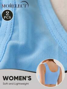 Morelect 2pcs Women's Seamless Hollow-Out Cup Tank Tops, Lightweight & Skin-Friendly, For Daily Wear - Multicolor - View 4