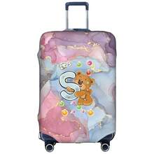 Marble Gradient Background Cute Teddy Bear Letter Luggage Suitcase Cover, Elastic Stretch Luggage Protector Sleeve, Scratch-Resistant Dust-Proof Reusable Travel Accessory - Multicolor - View 59
