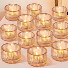 12-Piece Set Of Retro-Style Glass Tea Light Holders, Ideal As Table Decoration For Weddings, Anniversaries, Birthdays, And Holidays - 12 Pieces - View 8