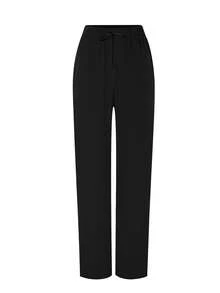 Solid Color V-Neck Short Sleeve Top And Elastic Waist Multi-Pocket Scrub Pants Scrub Uniform Set - Black - View 10