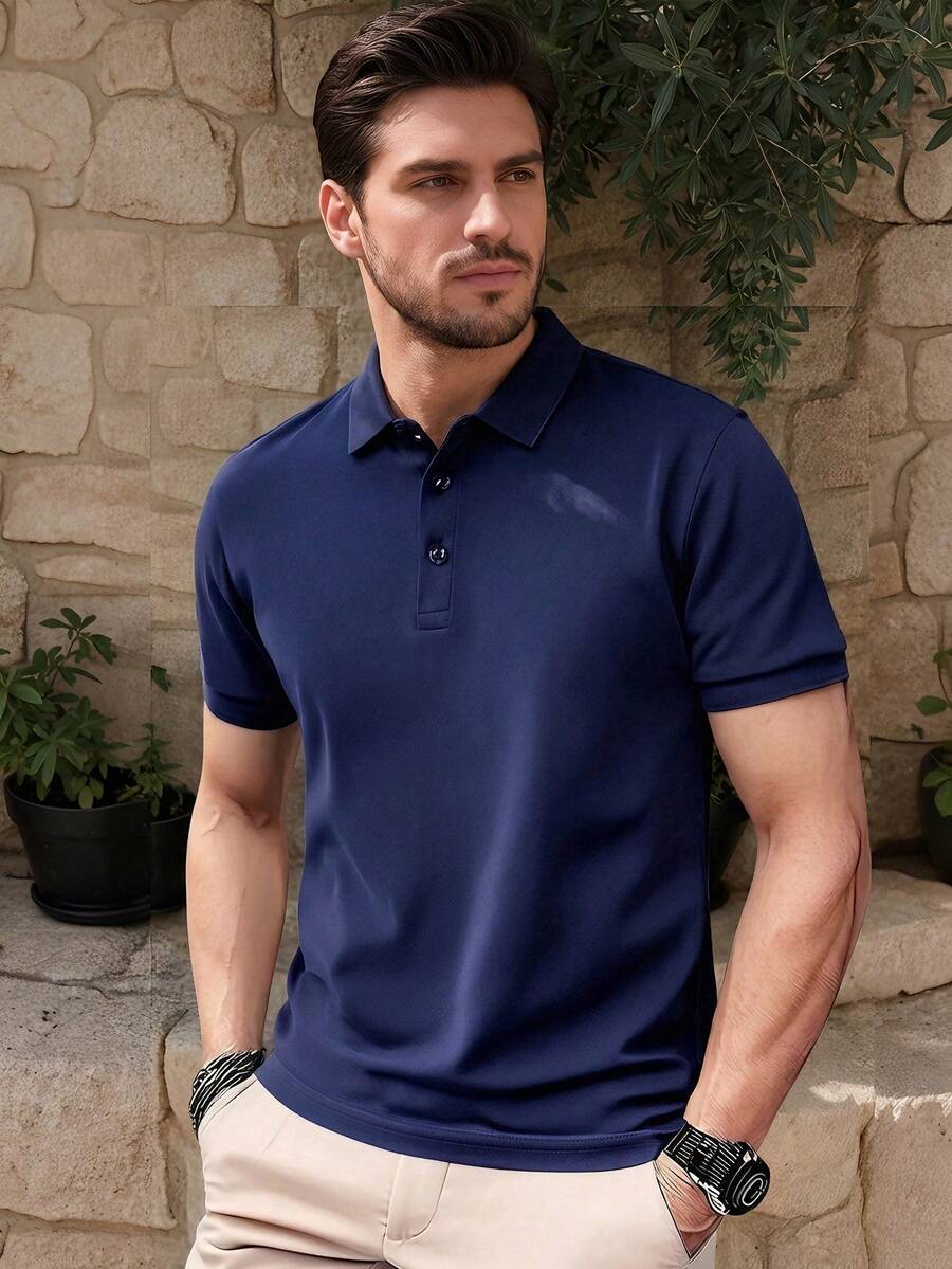 ALTZTAR Men's Solid Color Casual Commuter Polo Shirt