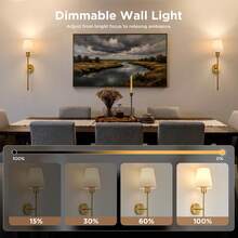 2pcs Battery Operated Wall Sconces, Gold Rechargeable Wall Lamp, Magnetic Detachable, With Remote Control Bulb, RGB Colors And 3 Color Temperatures, Dimmable Cordless Wall Light For Bedroom - Multicolor - View 2