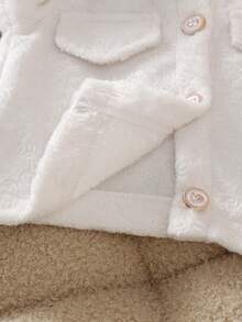 1pc Baby Girl Cute Comfortable Soft White Long Sleeve Fleece Jacket Autumn/Winter - White - View 7