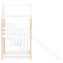 Bunk Bed With Slide And Stairs, Scandinavian Style Solid Wood Bed Frame With Safety Guard Rails, Built-In Storage, Space-Saving Design, EN 747-1:2024 Certified - White + Wood + Contemporary + Mid-century Modern + - View 11