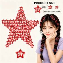 11/49pcs Y2K Style Star Hair Clips 1.18 Inch | 2000s Metal Hair Accessories Star Snap Hair Clips Non-Slip Metal Small Mini Flat Hair Clips For Women - Multicolor - View 4