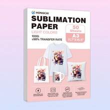 HONGCAI 100 Sheets A4/50 Sheets A3 Sublimation Transfer Paper, 100g High Transfer Rate Quick-Dry Type, Suitable For All Inkjet Printers, Applicable To T-Shirts, Mugs, Phone Cases, MDF, Hats And More Products - Multicolor - View 15