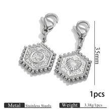 1pc Stainless Steel Gold Plated Hexagonal Letter Charm With Lobster Clasp, Alphabet Heart Pattern Pendant, DIY Keychain Bag Charm Accessories - one-size - View 21