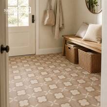 shiny home Pack Of 8 Self-Adhesive PVC Floor Tiles, 30 X 30 Cm, Faux Wood Parquet Pattern Vinyl Flooring For Kitchen, Bathroom And Living Area, Waterproof And Wear-Resistant PVC Flooring - Retro Floral - View 7