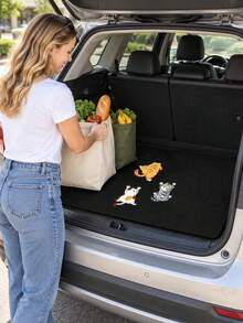 Cute Cat-Print Trunk Mat, Non-Slip Protective Mat, Dirt-Resistant Floor Mat, Waterproof And Wear-Resistant Trunk Liner, Universal Car Non-Slip Trunk Mat, Car Interior Decoration-Perfect For Pet Owners And Car Enthusiasts - One Size - View 7