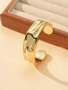 1/9 Women's Bohemian Style Rough Layered Bracelet, Vintage Marble Resin&Gold Wide Bracelet, Fashionable Wrist Accessory - Multicolor - View 8