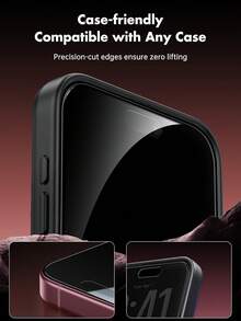 2pcs Privacy Screen Protector, Privacy Protection, Tempered Glass Screen Protector, Full Coverage, Anti-Drop Anti-Scratch, Easy Installation, Compatible With Iphone 18 Pro/18 Pro Max/17 Pro Max/17 Air/16E/16 Pro Max/16 Pro/16 Plus/16/15 Pro Max/14 Pro Max/13 Mini/12/11/XS Max/XR Series Phone Accessories - Black - View 4