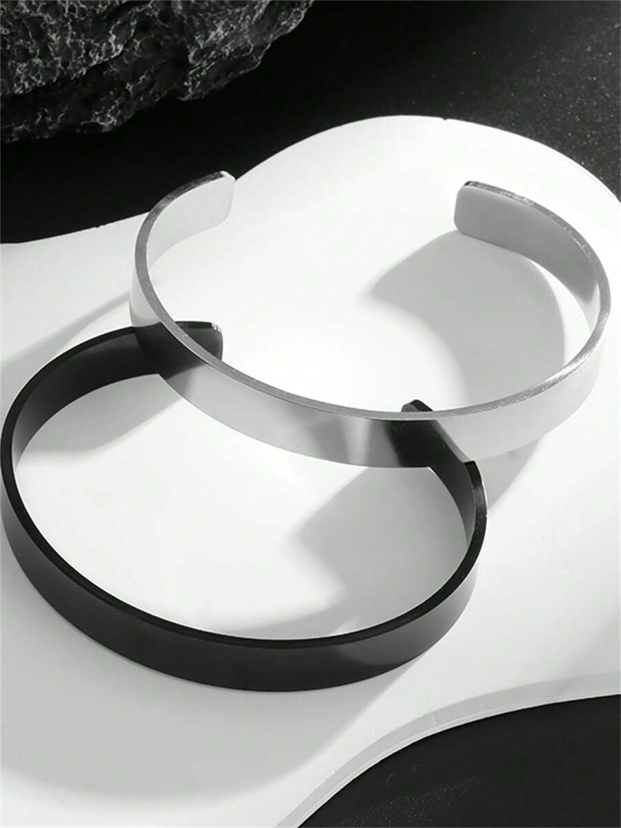 1PC Smooth Wide Face Open Bracelet - Simple And Stylish Design Style - Perfect For Casual And Special Occasions, Perfect Gift For Christmas - Fashion - View 1