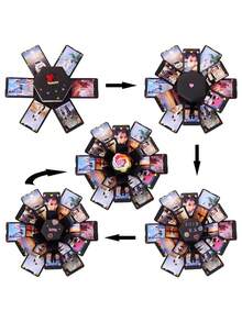 Explosion Surprise Gift Box, DIY Photo Album Surprise, Comes With Ribbon And Instruction Manual, Hexagonal Explosion Box, Memory Gift Box, Perfect For Birthday, Mother's Day, Valentine's Day, Anniversary, Wedding And Christmas. - Multicolor - View 7