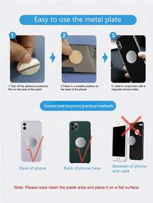 1/2pcs Car Round Magnetic Phone Holder, Strong Magnetic Adsorption For Car, Multi-Angle Adjustable, Dashboard Adhesive Installation, Convenient For Driving Navigation And Phone Calls, No Obstruction Of Vision For Driving, Magnetic Design For Quick Phone Attachment And Removal, Practical Car Interior Navigation Accessory - Multicolor - View 10