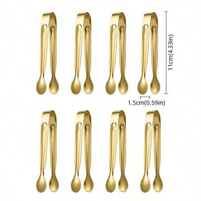 8/1 piezas Clips de comida multifuncionales mini dorados - Para servir comida, cubitos de azúcar, hielo y aperitivos, ideales para bufés, barras de café, fiestas de té y fiestas de postres