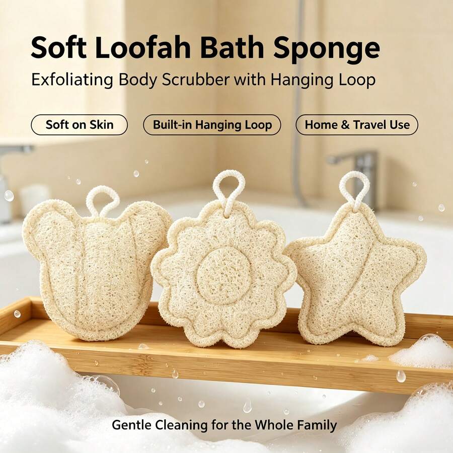 1/3/5pcs Soft Bath Sponge With Hanging Loop, Exfoliating Bath Sponge For Body Cleansing - Multicolor - View 1