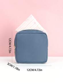 衛生棉收納袋，便攜式月經用品收納包，附拉鍊，適合旅行與日常使用，精巧生理期必需品收納盒 - 藏蓝色 - 查看 2