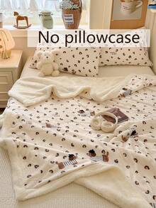 1pc Double Layer Fleece Blanket, Warm Thickened Autumn/Winter Throw, Soft Comfortable Durable Long-Lasting Skin-Friendly Fabric, For Home Decor, Suitable For Bed, Sofa, Office, Room Decoration, Dorm, Machine Washable - Beige - View 4