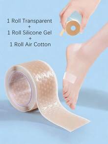 3 Rolls/Set Anti-Chafing Heel Pads, Finger Pads, Invisible Shoe Chafing Foot Pads, Toe Pads, Gel Waterproof Ankle Pads - Transparent + Champagne + Apricot - View 12